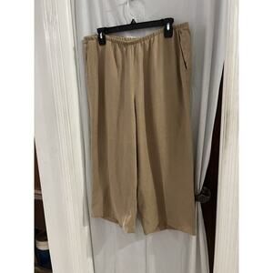 J. Jill Size L Crop Pants 100% Linen Brown Pockets Pull On Pant Lagonlook Boho M
